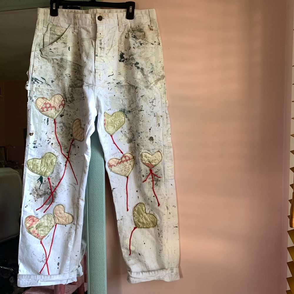UPCYCLED Heart Love Bohemian Painters Pants
